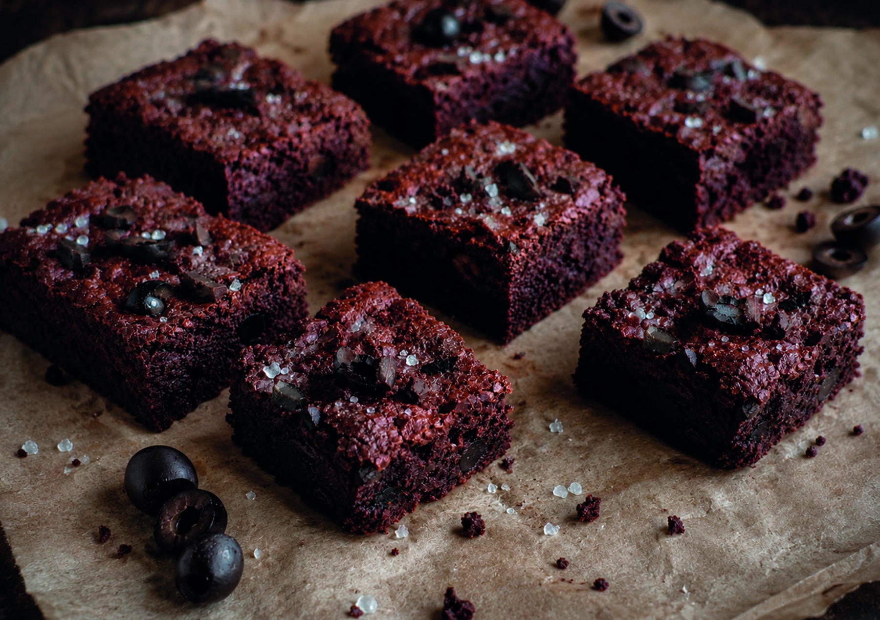Chocolate Brownies with Organic Black Olives