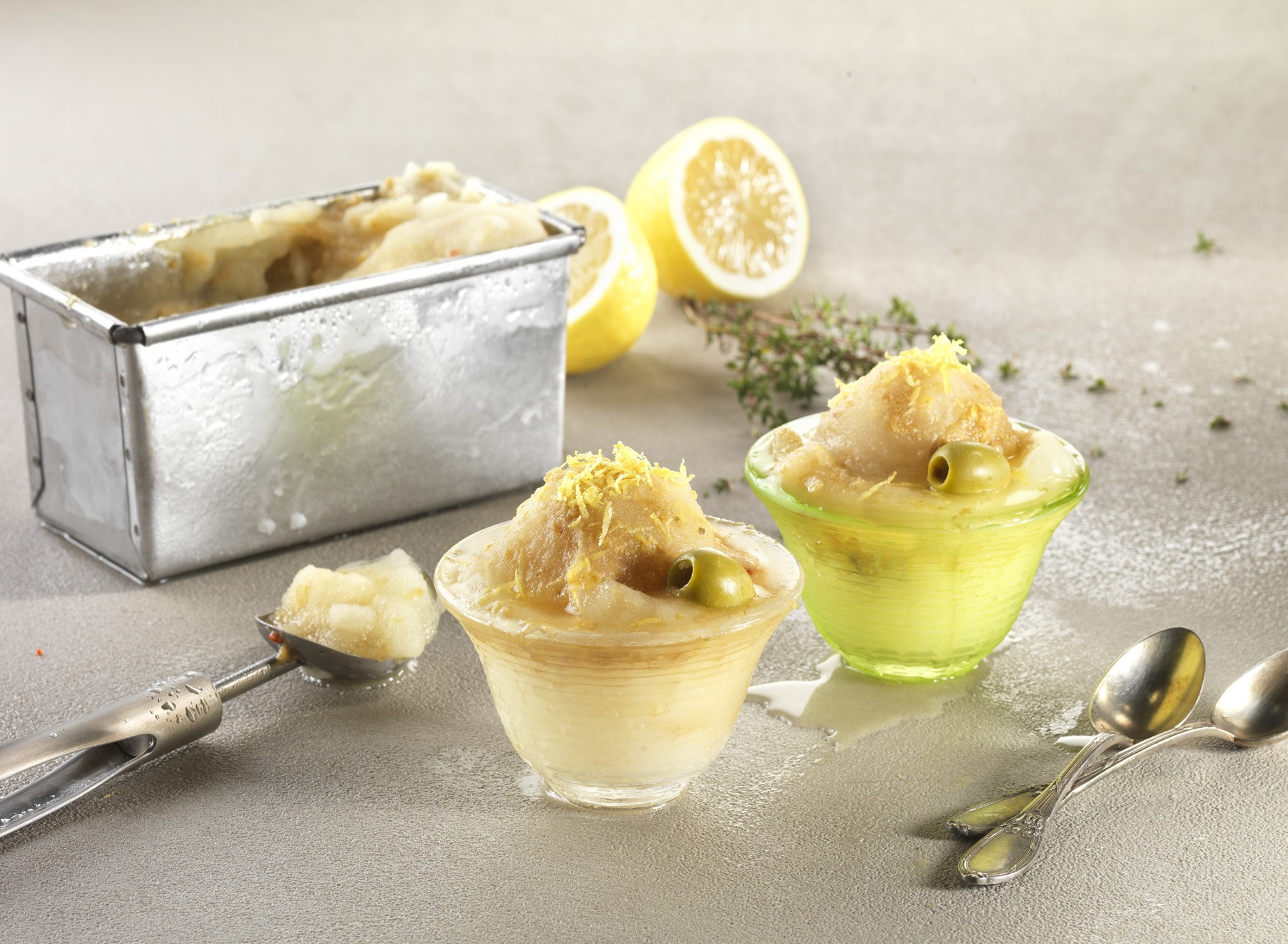 Sorbet with Organic Green Olive Tapenade